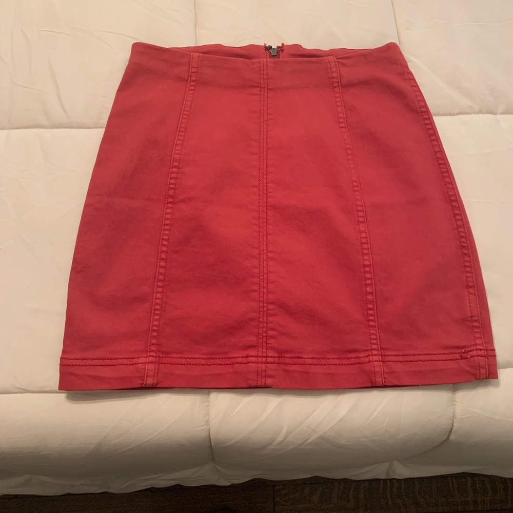 Free people red denim mini skirt